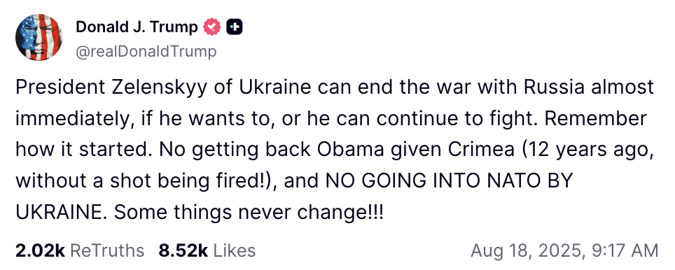 五大联赛开赛时间_特朗普再发文：乌克兰拿不回克里米亚、不能加入北约